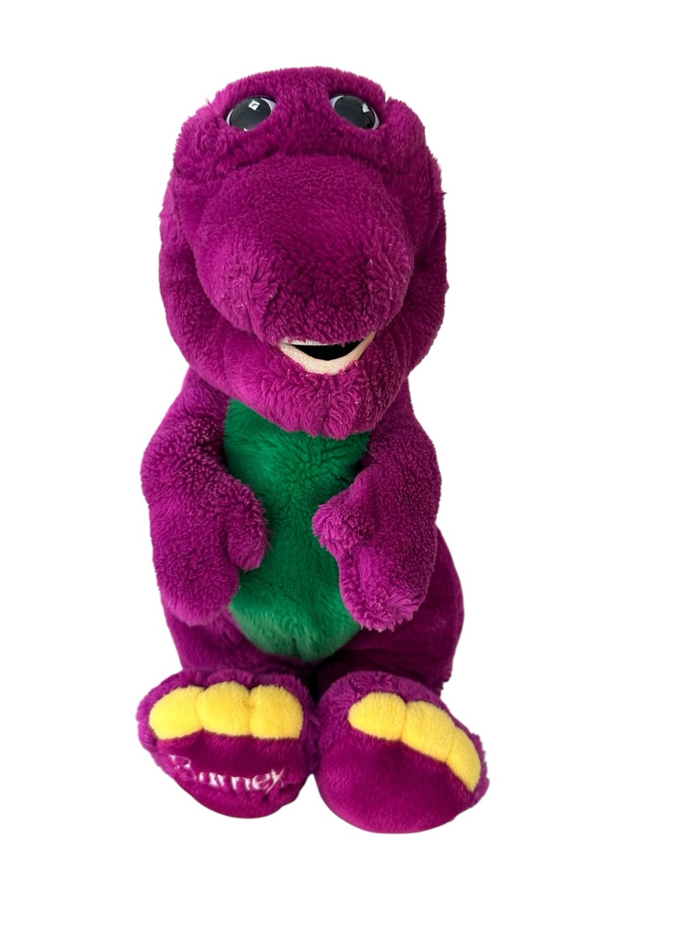 Vintage Barney the Dinosaur Plush Stuffed Animal Purple Green 12 Inch